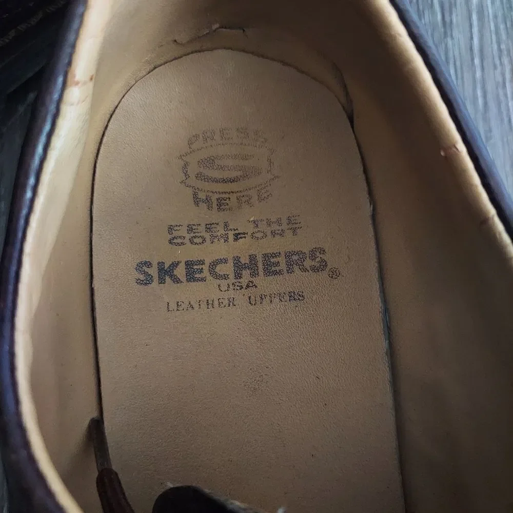 Vintage Skechers Leather Distressed Wingtip  Oxford Dress Shoes 10